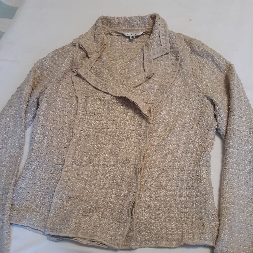 CAbi Chenille Knit Double Breasted Sweater Blazer Shabby Chic Size Medium Cream